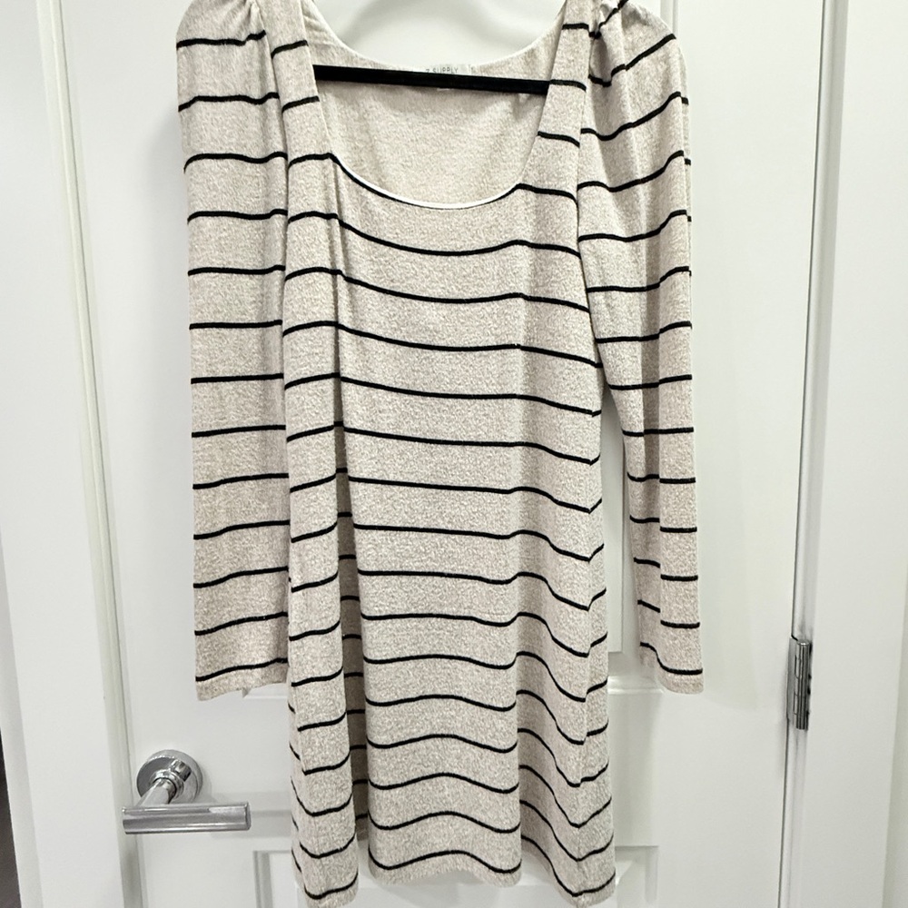 Z Supply Cream and Black Stripe Sweater Dress